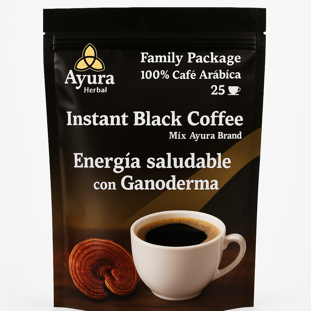capuchinos con carnitina colageno y acido hialuronico (4) Ayura Black Coffee con Ganoderma Formato familiar 100 g - Imagen 1