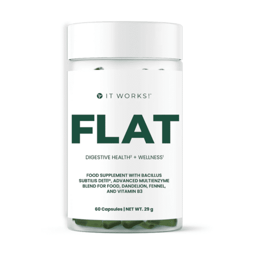 FLAT It Works – Complemento alimenticio con enzimas digestivas, Bacillus subtilis DE111®, fibra, plantas y vitamina B3