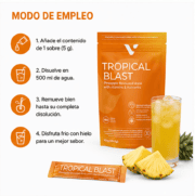 Valentus Tropical Blast Bebida en Polvo Sabor Piña 30 Sobres - Imagen 3